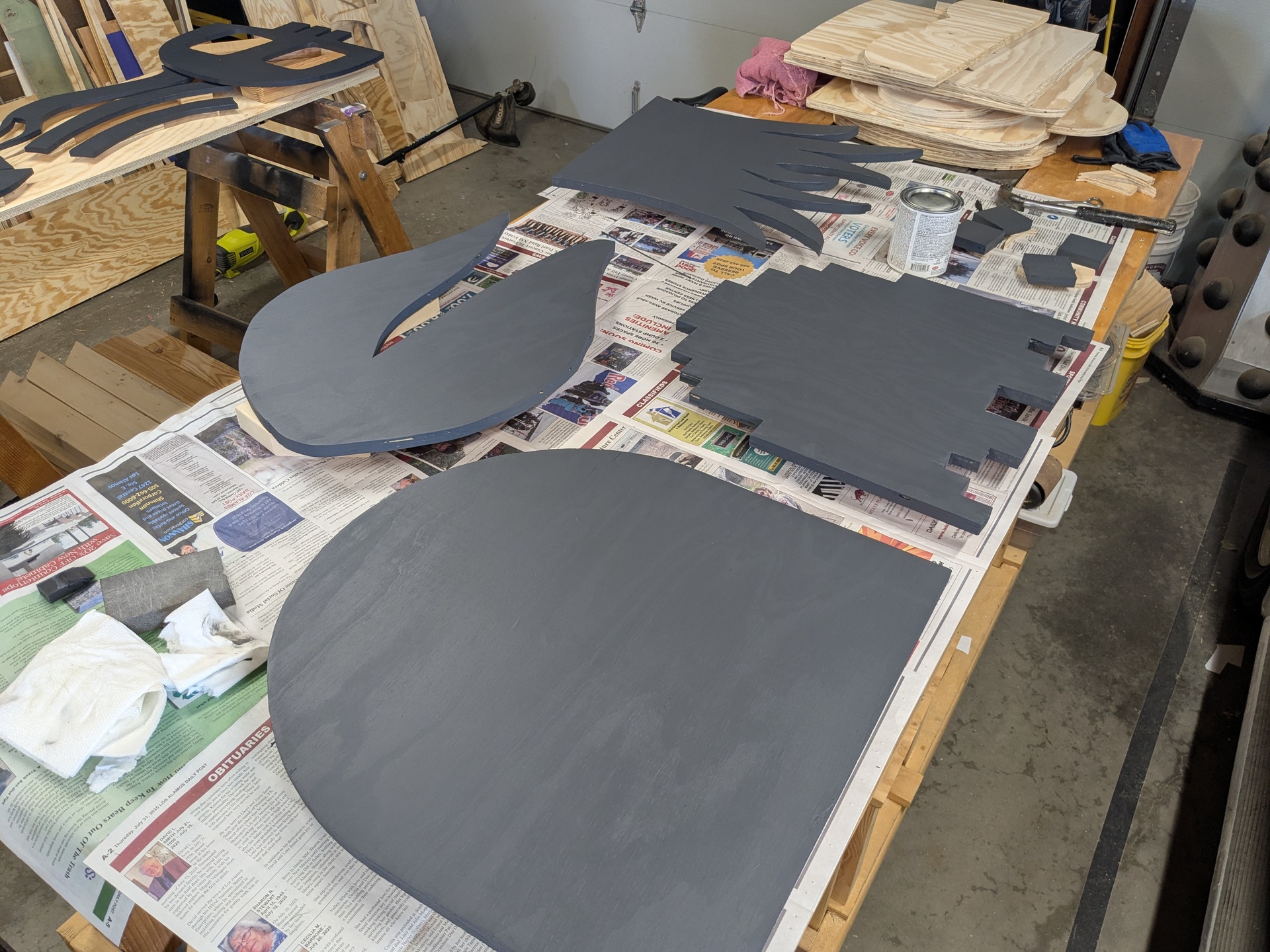 The bigger pieces took less time to paint Second layer pieces, painted