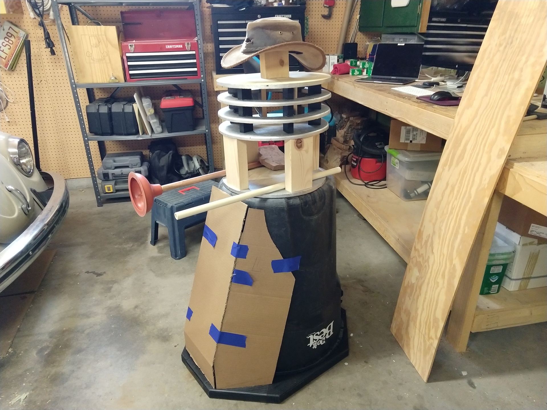A full-scale mockup with materials that were laying around