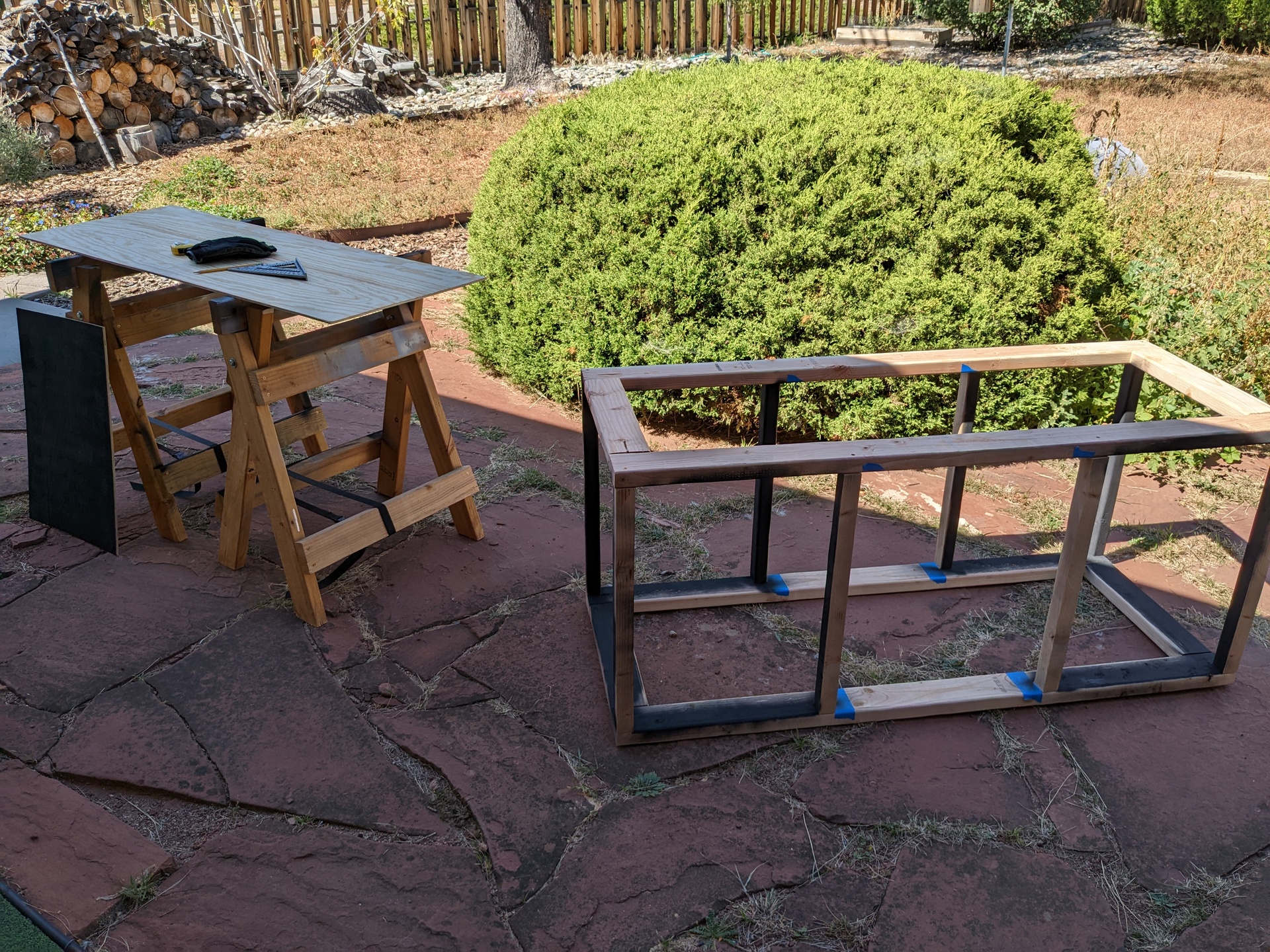 Work in progress The internal frame and a piece of plywood