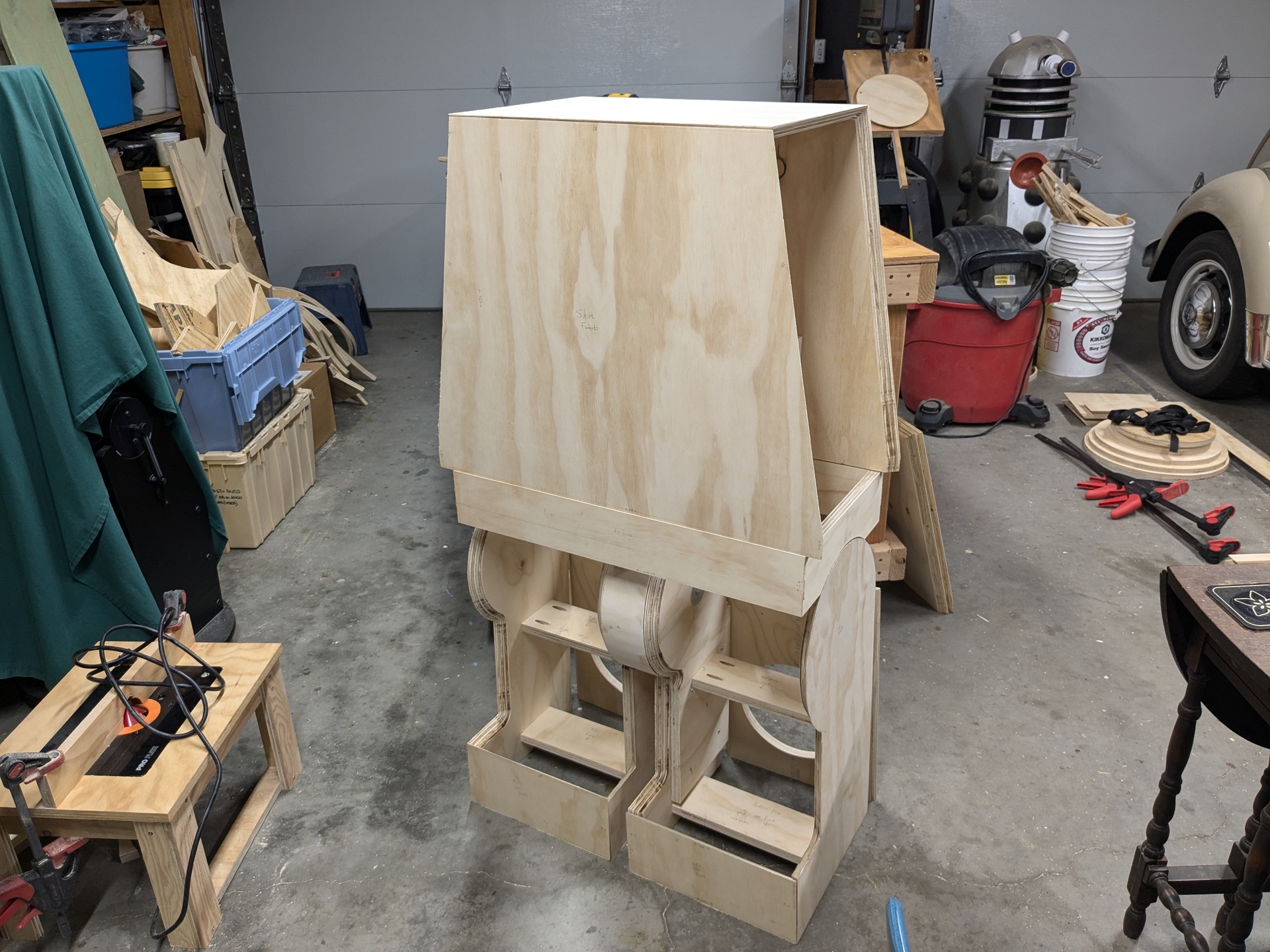 Test-fitting the body on the legs