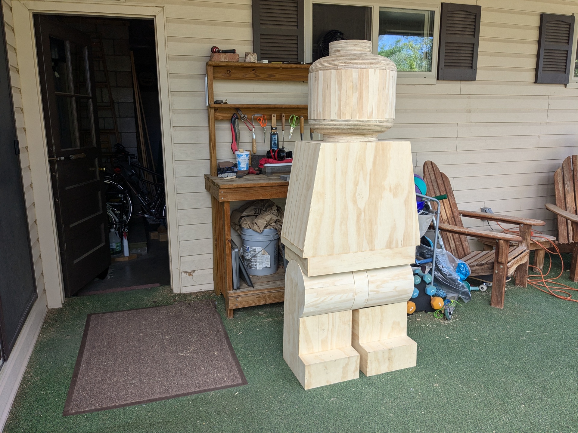 Legs, body, and head dry-fitted together