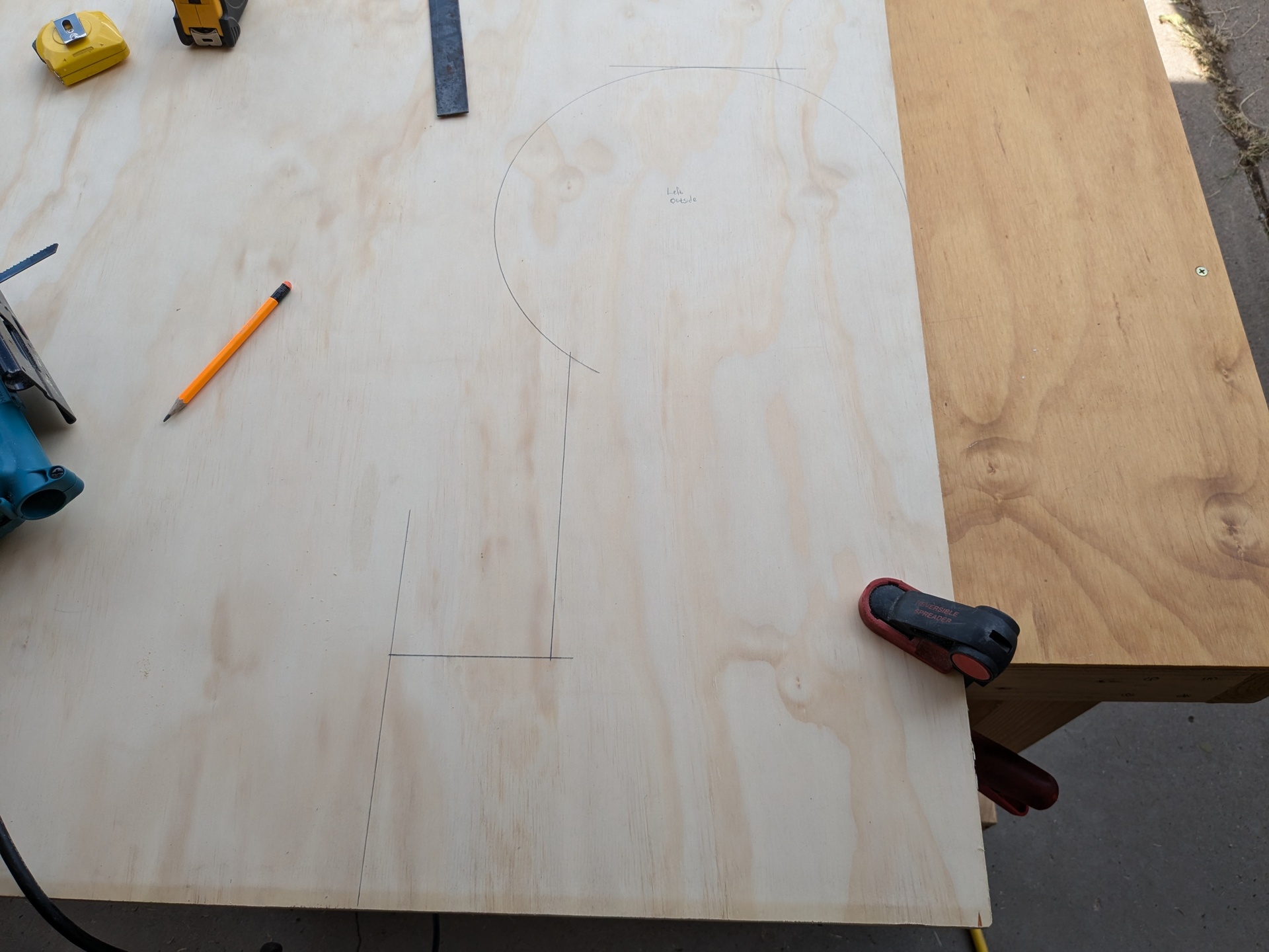 Drawing the plans on plywood