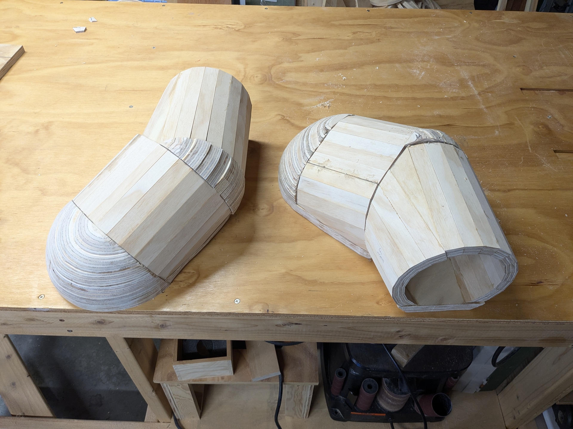 The completed arms before sanding